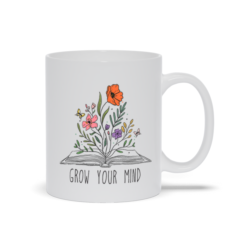 White Mugs | "Grow Your Mind"