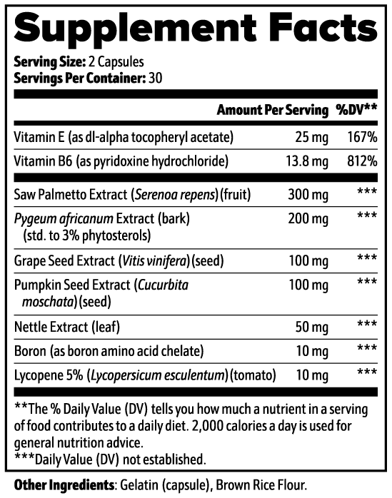 Prostate Support | With  Vitamin E, Vitamin B6, Saw Palmetto and more