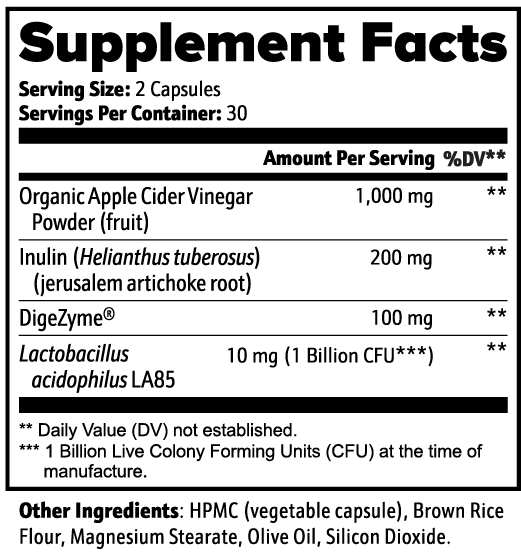 Apple Cider Vinegar Capsules | Helps Support Digestive Health, Gut balance, and Normal Metabolism.