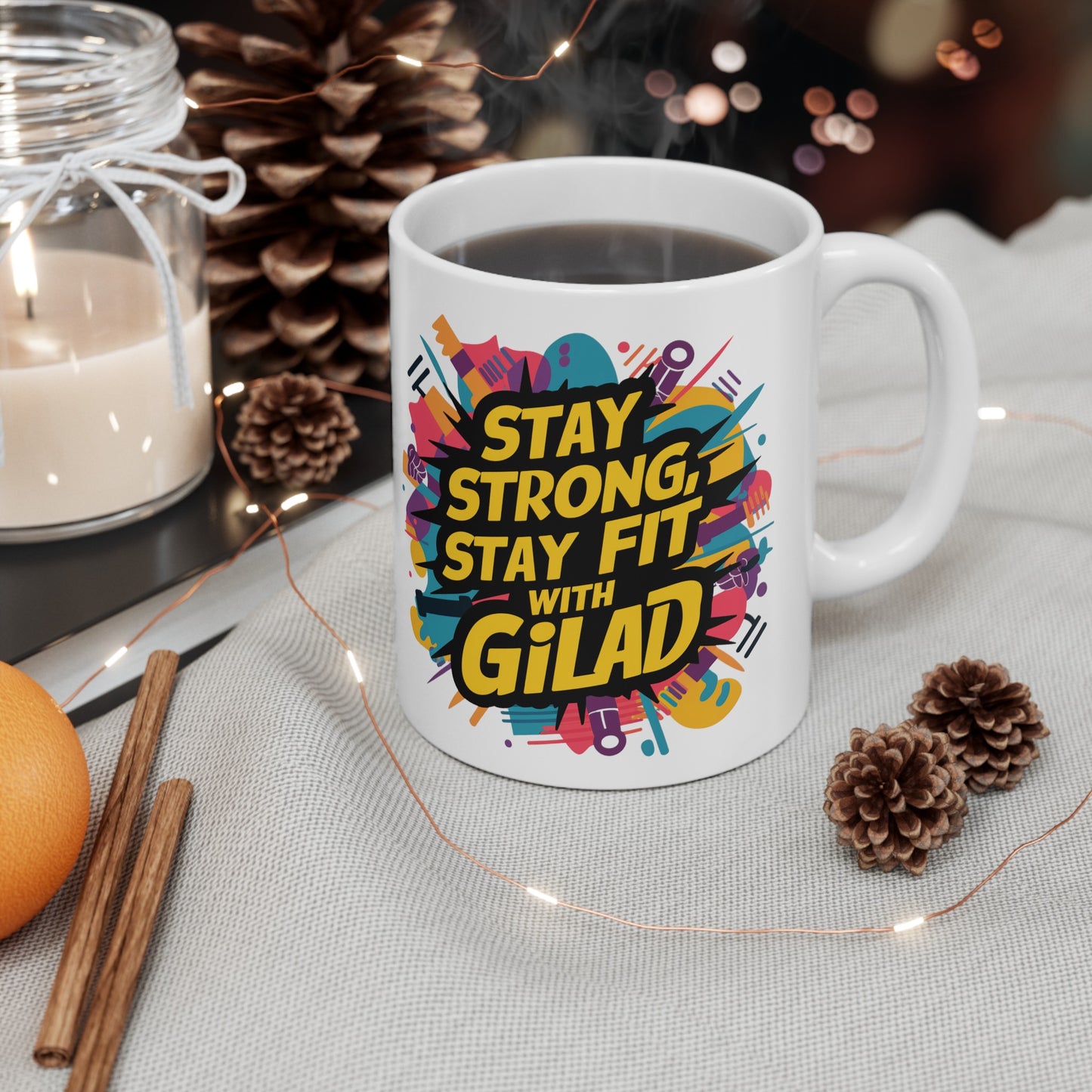 Stay Strong Stay Fit with Gilad | Ceramic Mug, (11oz, 15oz)