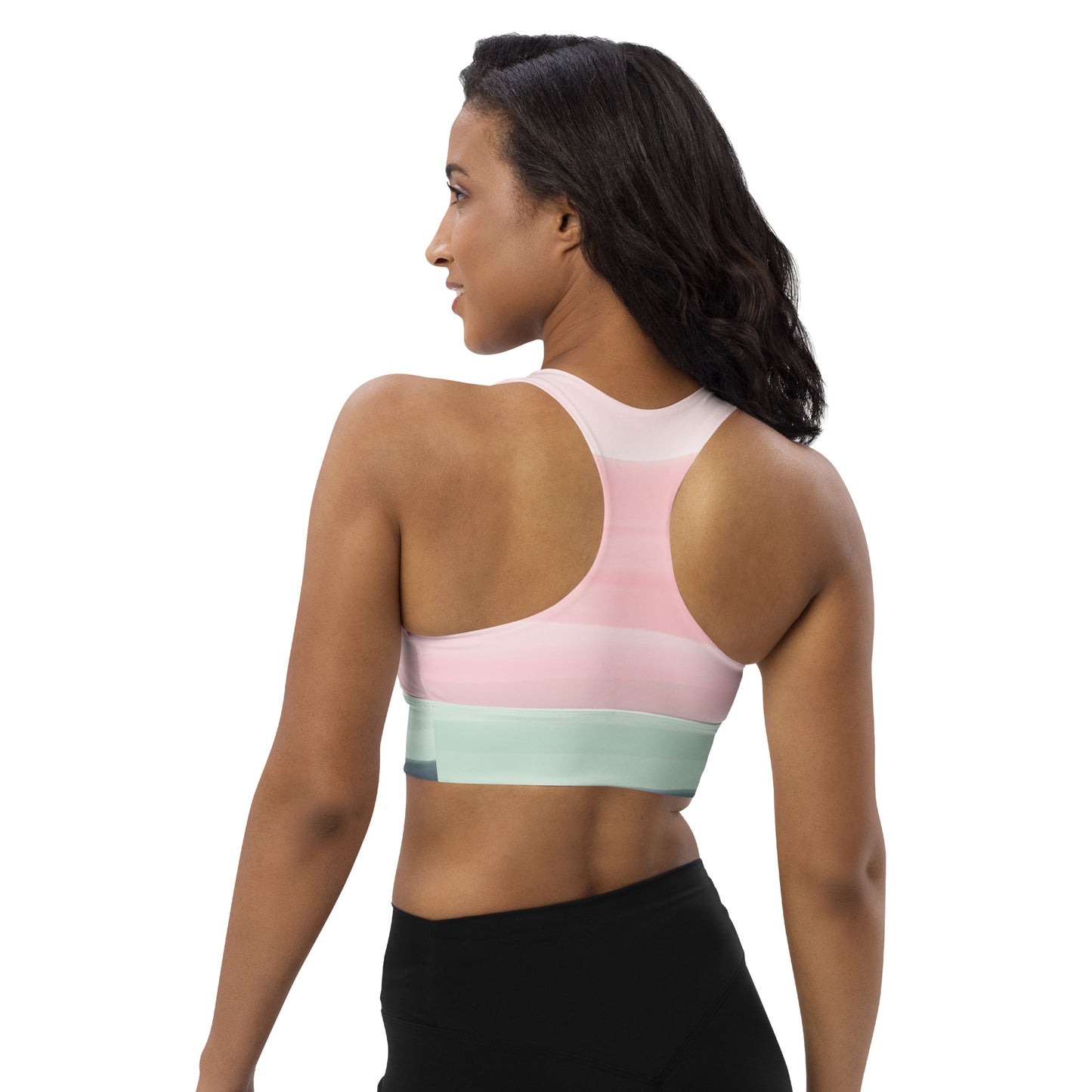 Bodies in Motion Longline Sports Bra | Compression fabric along with double-layered fron