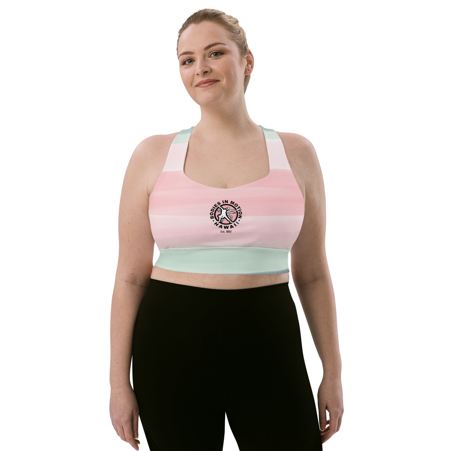 Bodies in Motion Longline Sports Bra | Compression fabric along with double-layered fron