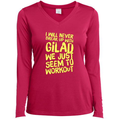 Image of I will Never Break Up With | Ladies’ Long Sleeve Performance V-Neck Tee