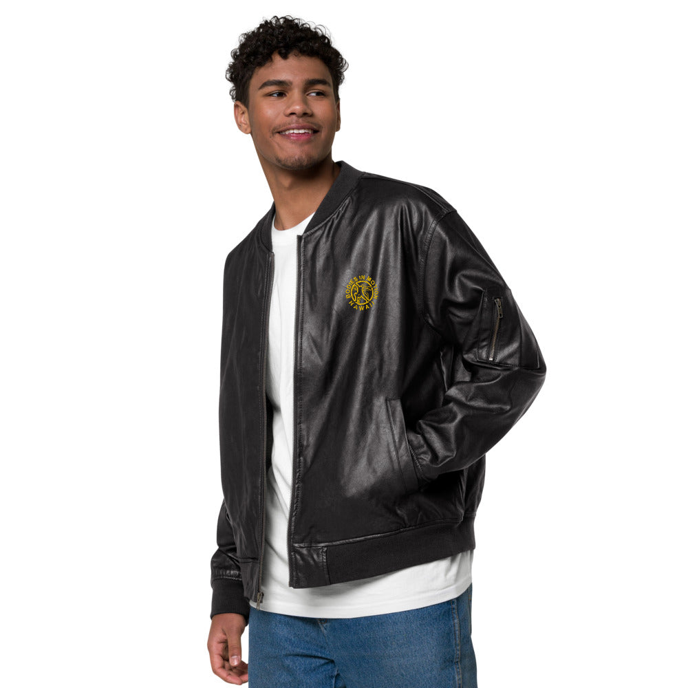 Bodies in Motion Faux Leather Bomber Jacket