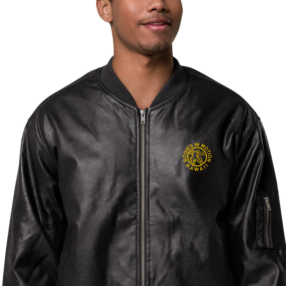 Bodies in Motion Faux Leather Bomber Jacket