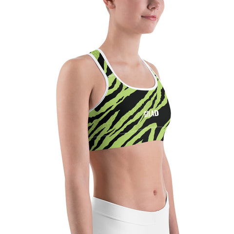 Image of Gilad Sports bra with a green zebra pattern