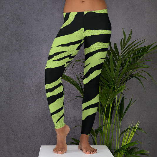 Leggings with green zebra pattern