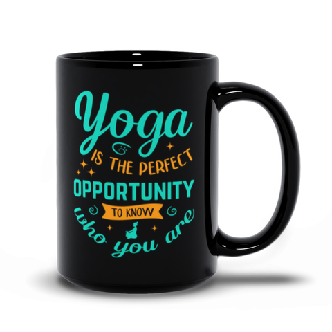 Image of Black Mugs | "Yoga Is The Perfect Opportunity To Know Who You Are"